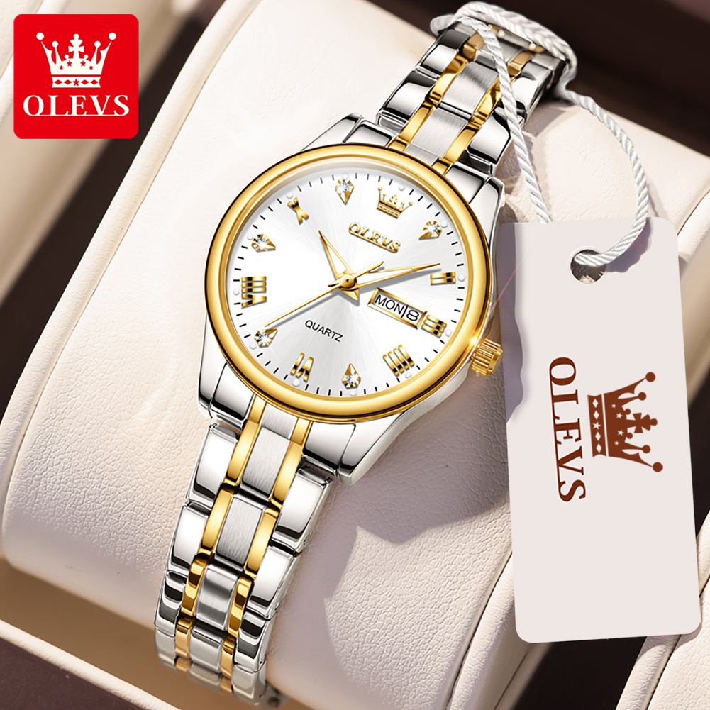Stainless Bracelet Diver - OLEVS-Montre à Quartz Étanche pour Femme,