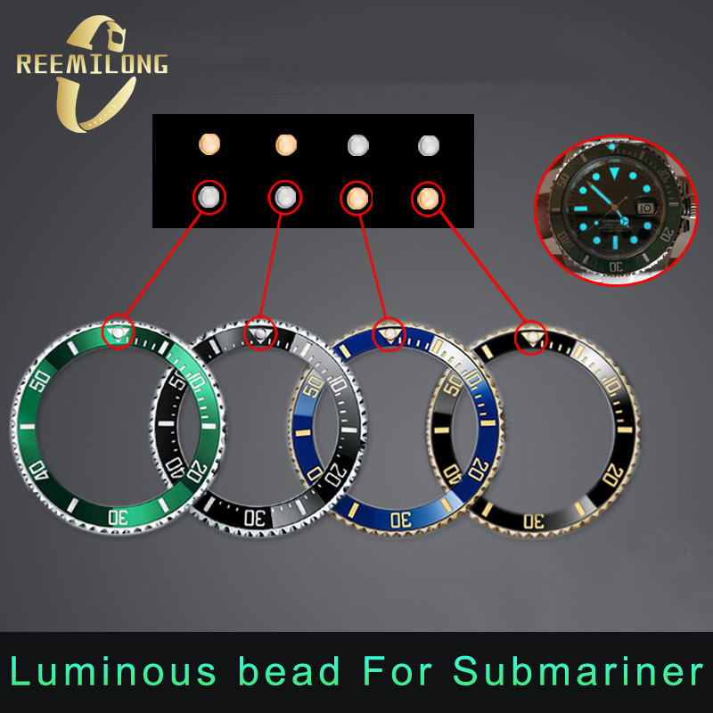 Rolex Watch Submariner - Perles lumineuses bleu-vert 2.4x0.9mm 2.3x0.45mm pour